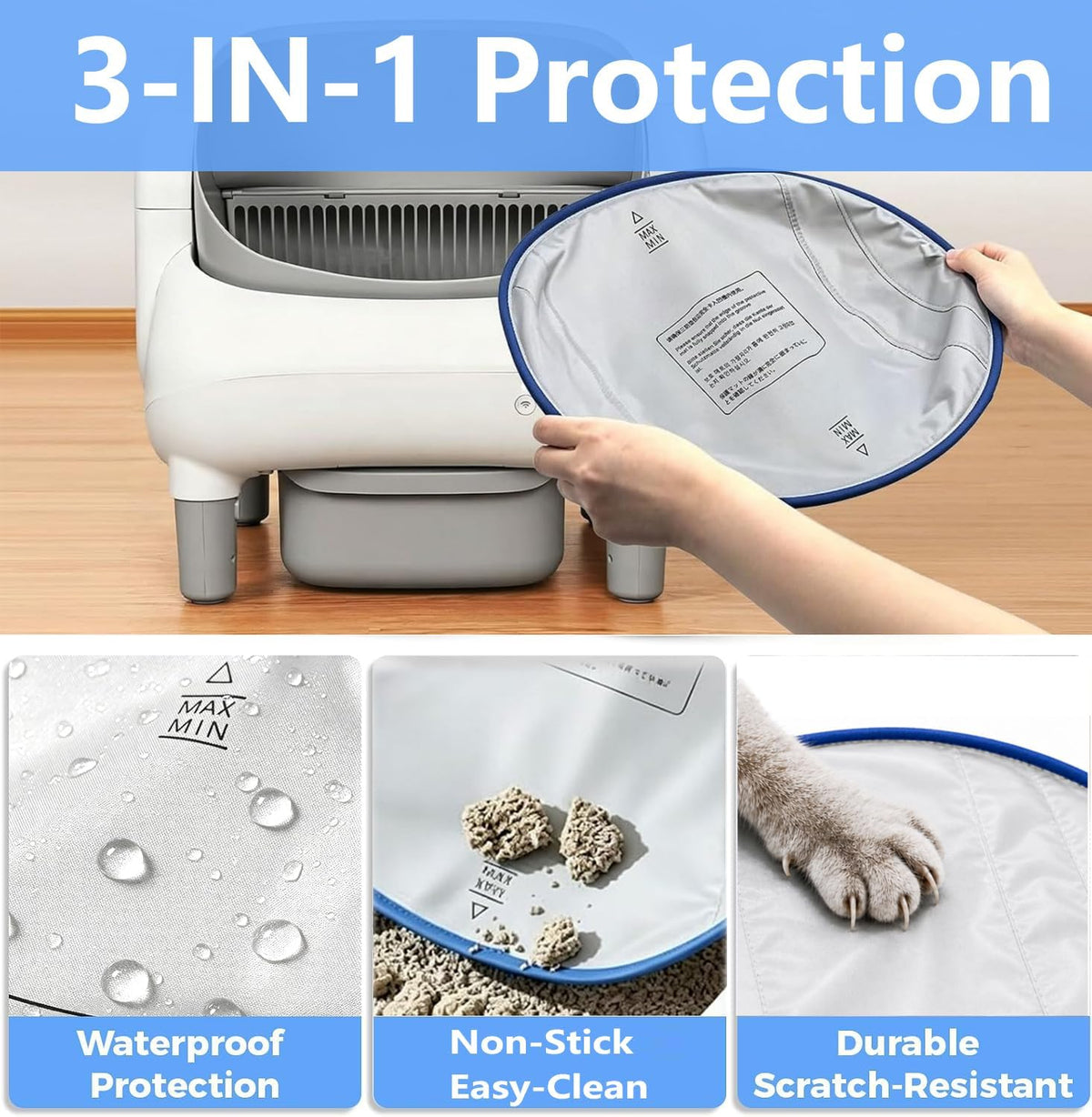 2PCS Waterproof Pads for PARUUNTYS Self Cleaning Litter Box