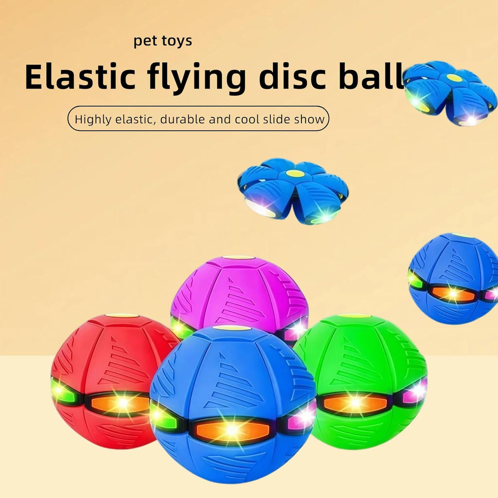Interactive Deformable UFO Dog Toy, 2-in-1 Flying Disc Ball (rose red)