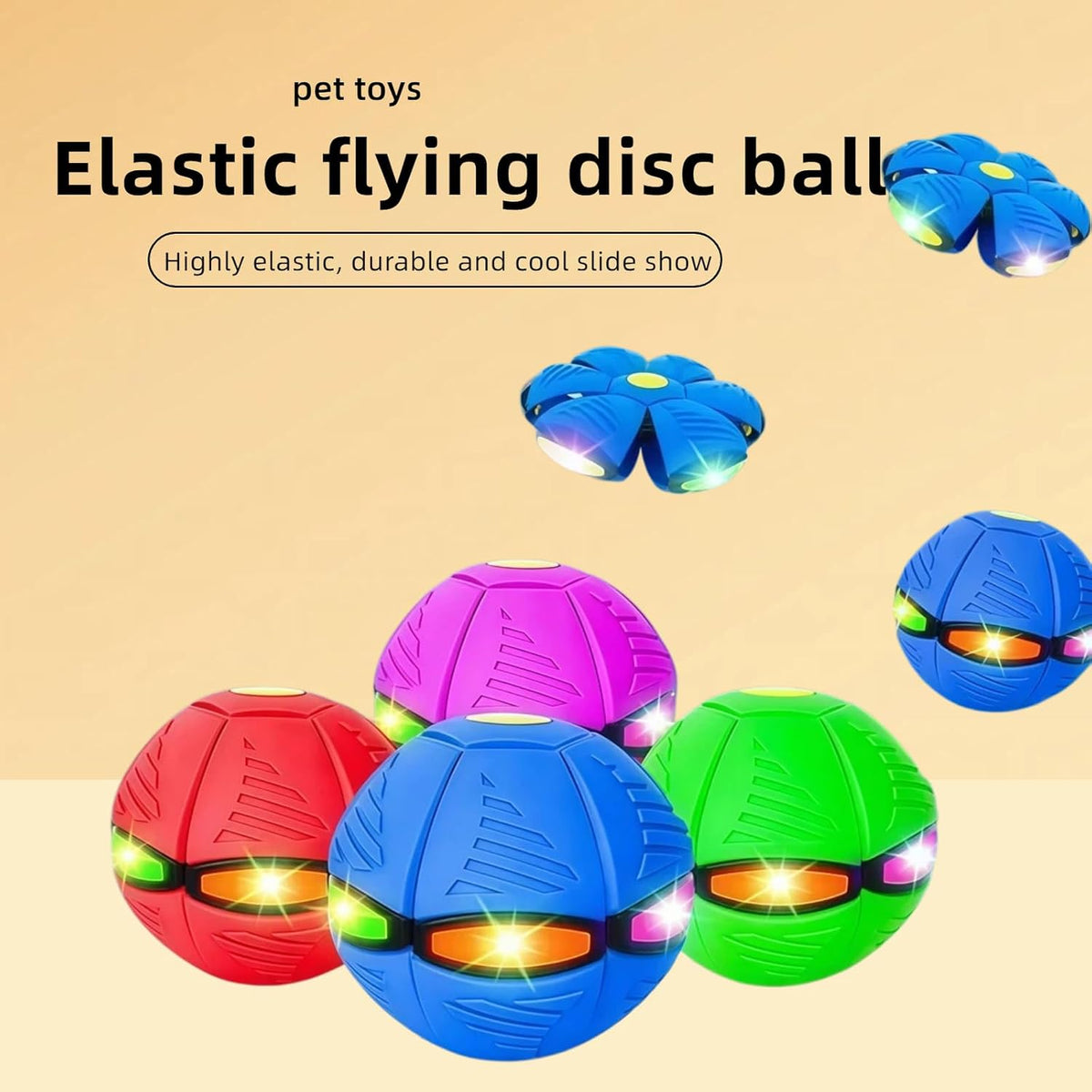 Interactive Deformable UFO Dog Toy, 2-in-1 Flying Disc Ball (rose red)