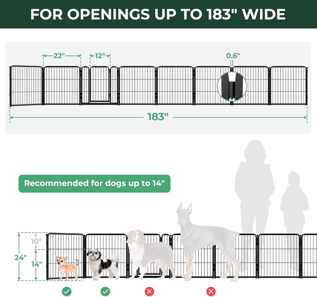 FXW Dog Gate, Extra Wide Adjustable for Openings Up to 183", 24" H