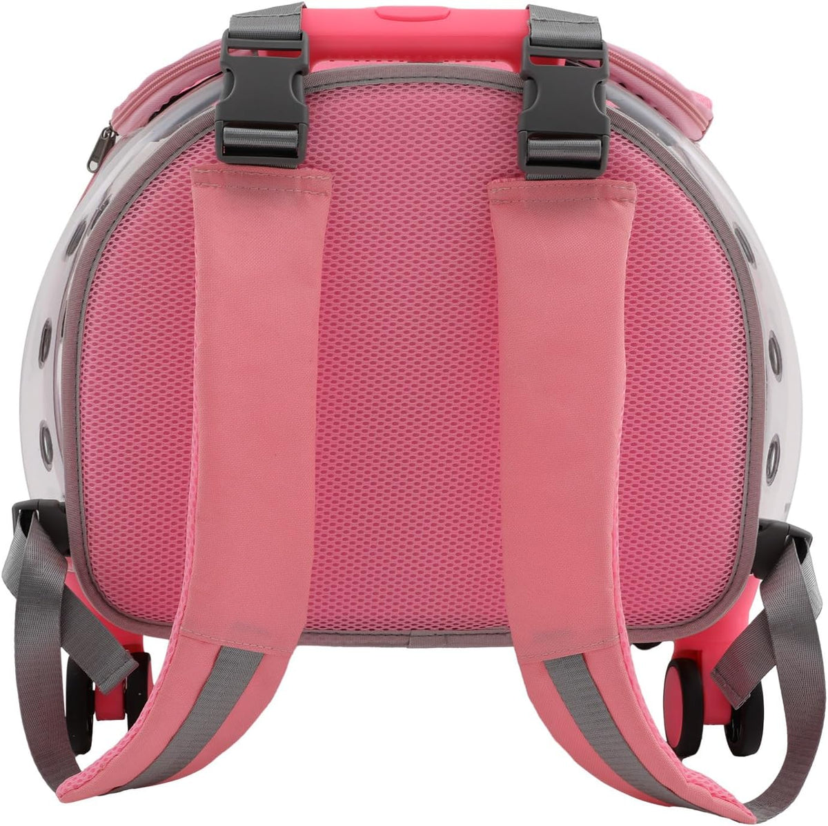 Pet Trolley Case with Shock-Absorbing Wheels, Pet Backpack Carrier(Pink)
