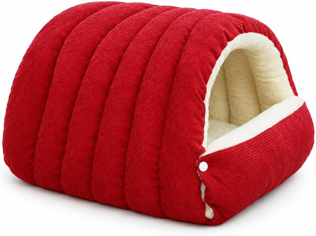 Cat Houses Bed for Indoor Cats, Cat Bed Cave Cat House (Red, S)