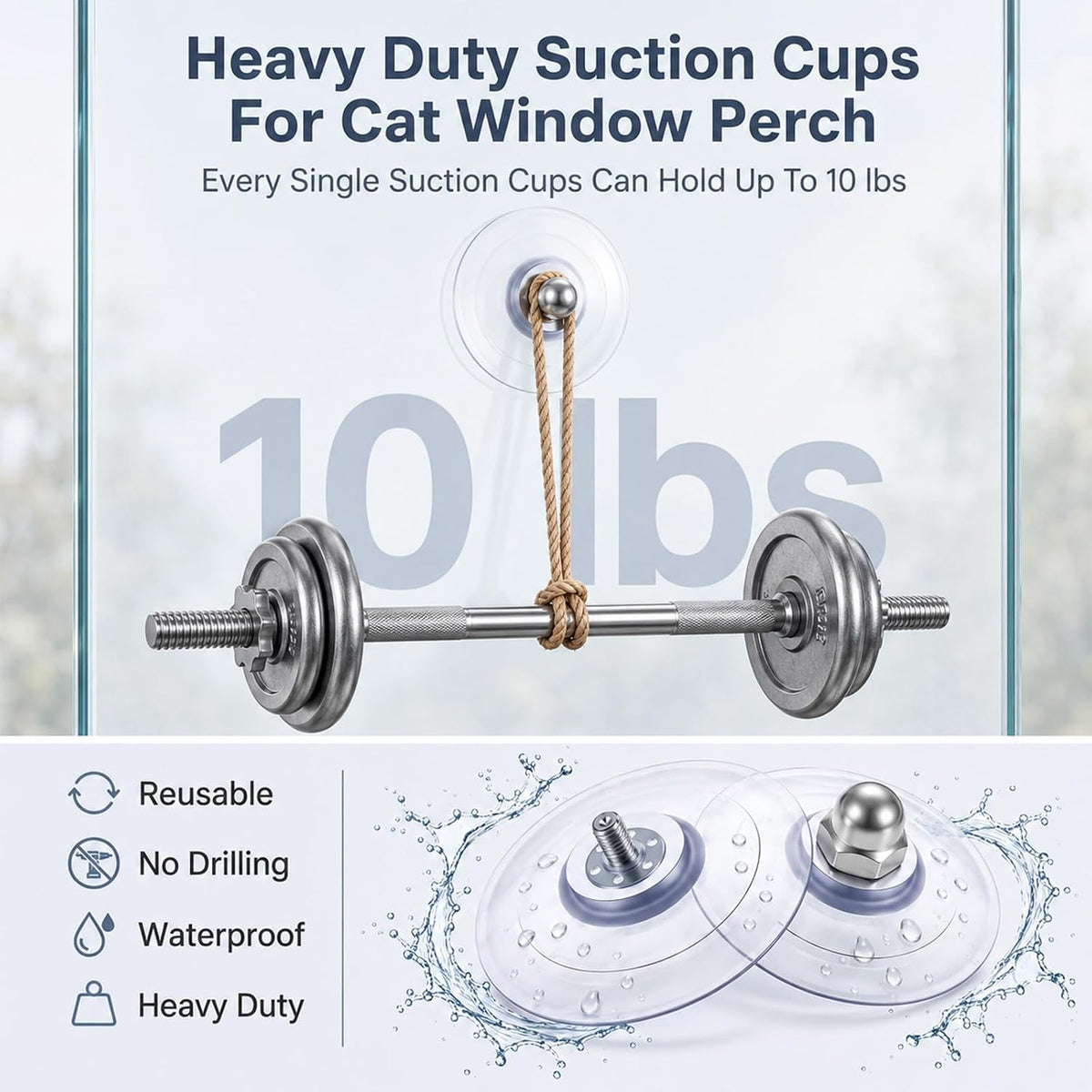 4Pack Cat Window Perch Suction Cups with Screws Replacement Suction Cup