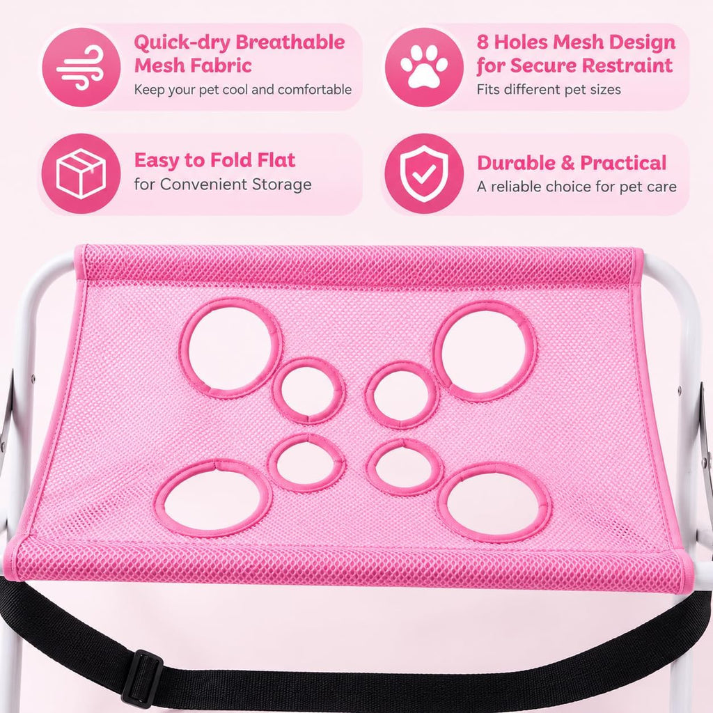 Pet Shower Holder with Stand, 8-Hole Dog Grooming Hammock for Bathing, Nail Trimming & Paw Care, Pet Grooming Harness fo