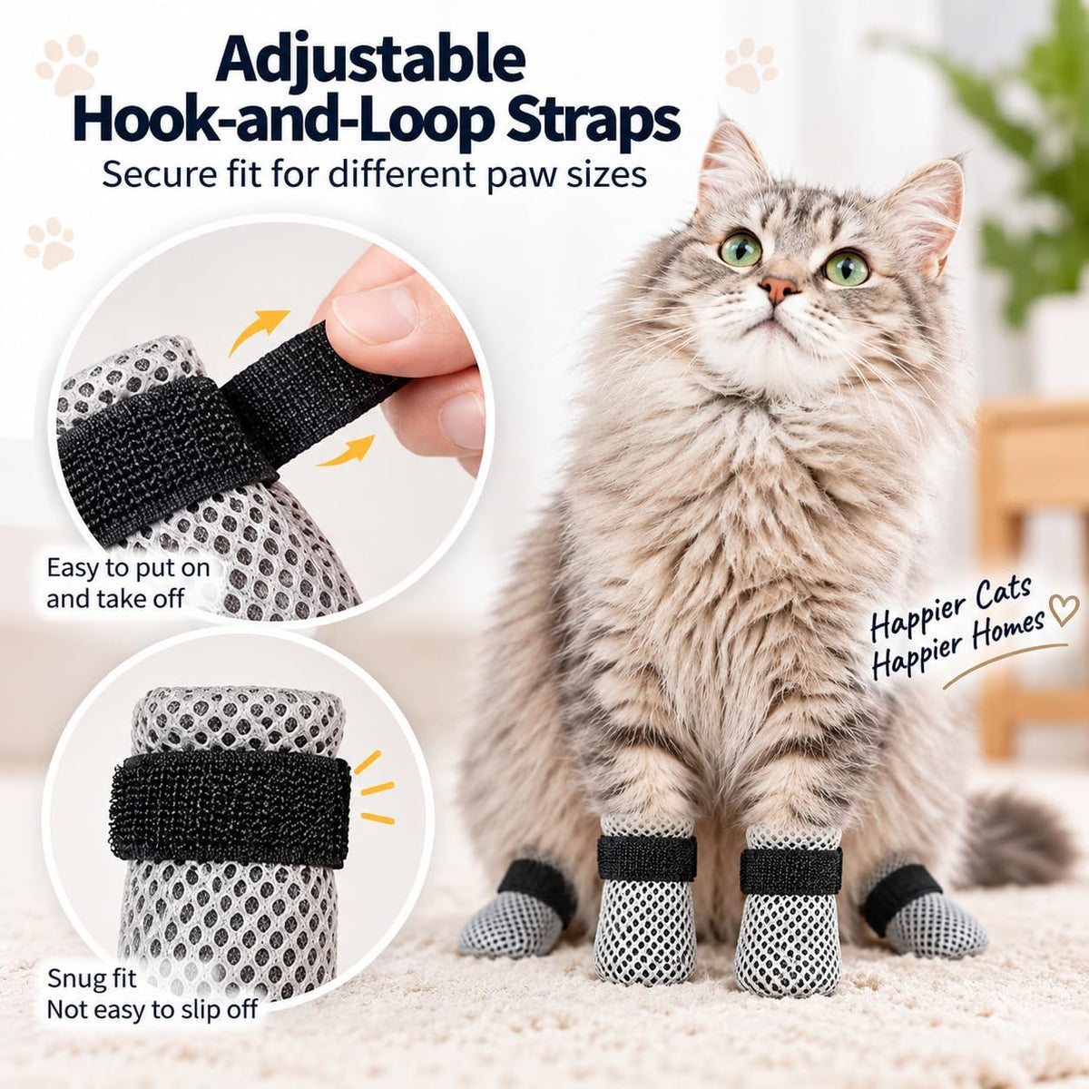 4 Pcs Cat Mittens To Prevent Scratching, Socks Shoes For Cats Gray