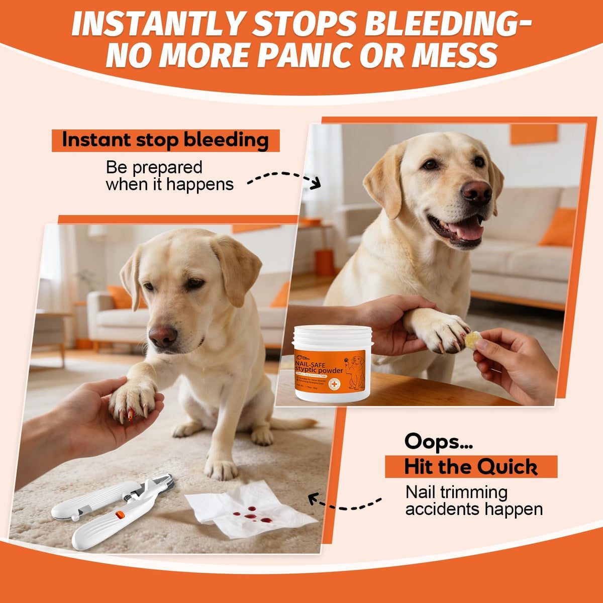Styptic Powder for Dogs & Cats with Nail Clipper Kit, 1.76 oz