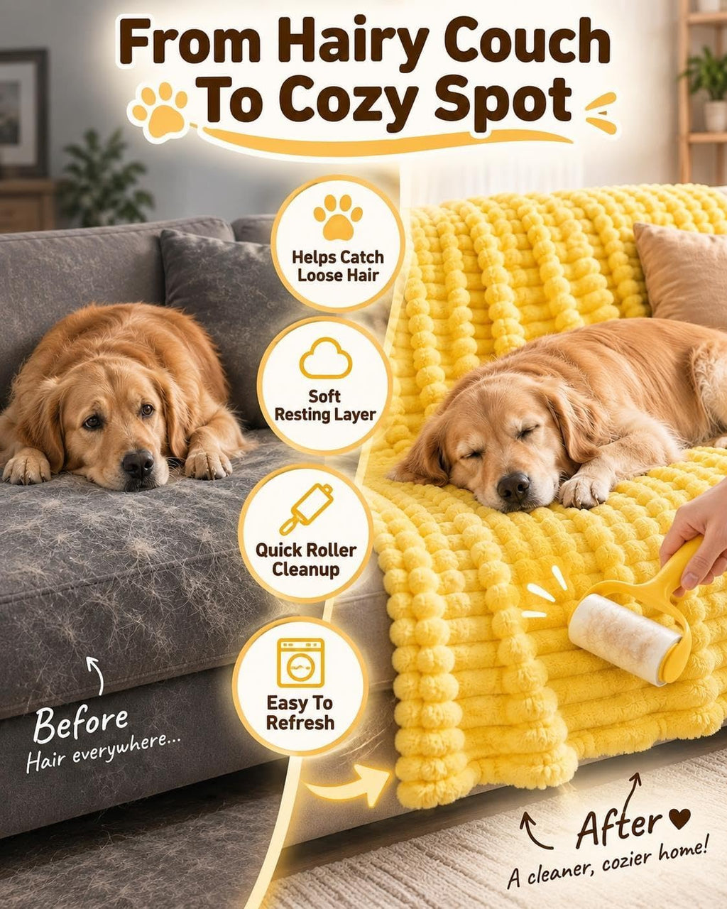 Emotional Support Blanket Yellow Calming Dog Anxiety Security Blankets