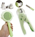 Self Cleaning Cat Brush for Shedding, LED Light Nail Clipper and Nail File