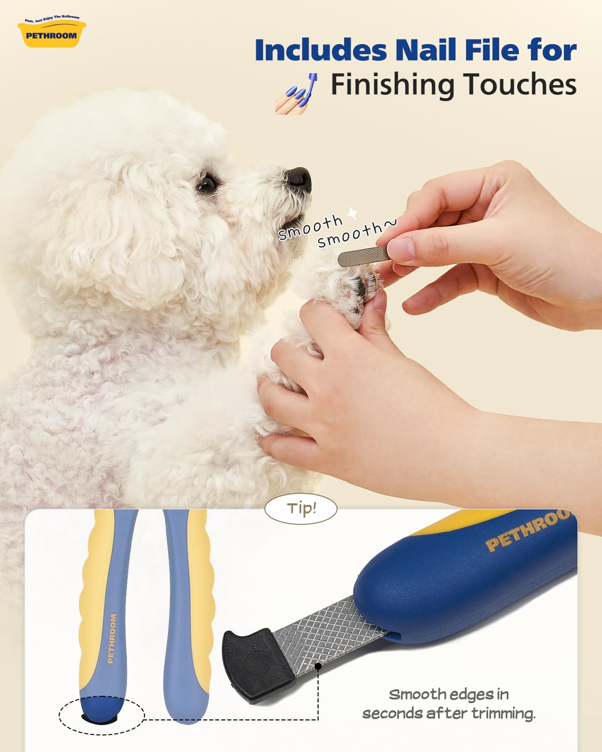 PETHROOM Professional Dog Nail Clipper with Safety Guard, Avoid Overcutting