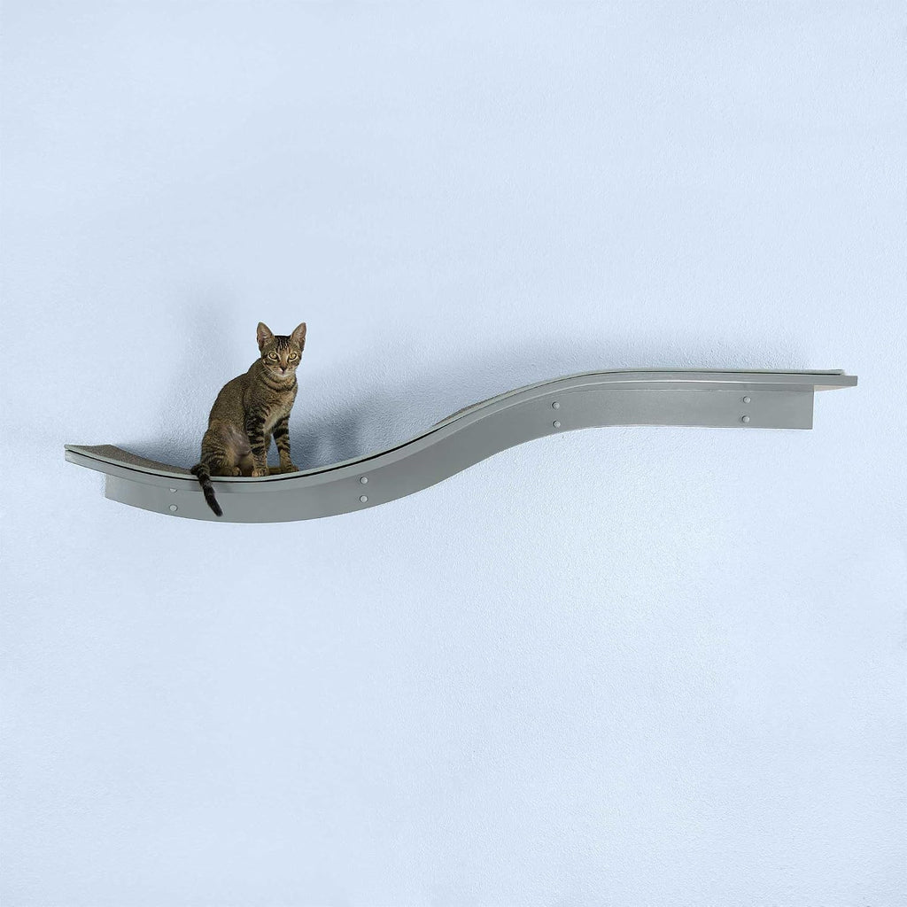 THE REFINED FELINE 60 Inch Lotus Branch Cat Shelf in Black Ebony with Replaceable Carpet, Playing, Climbing, & Lounging 