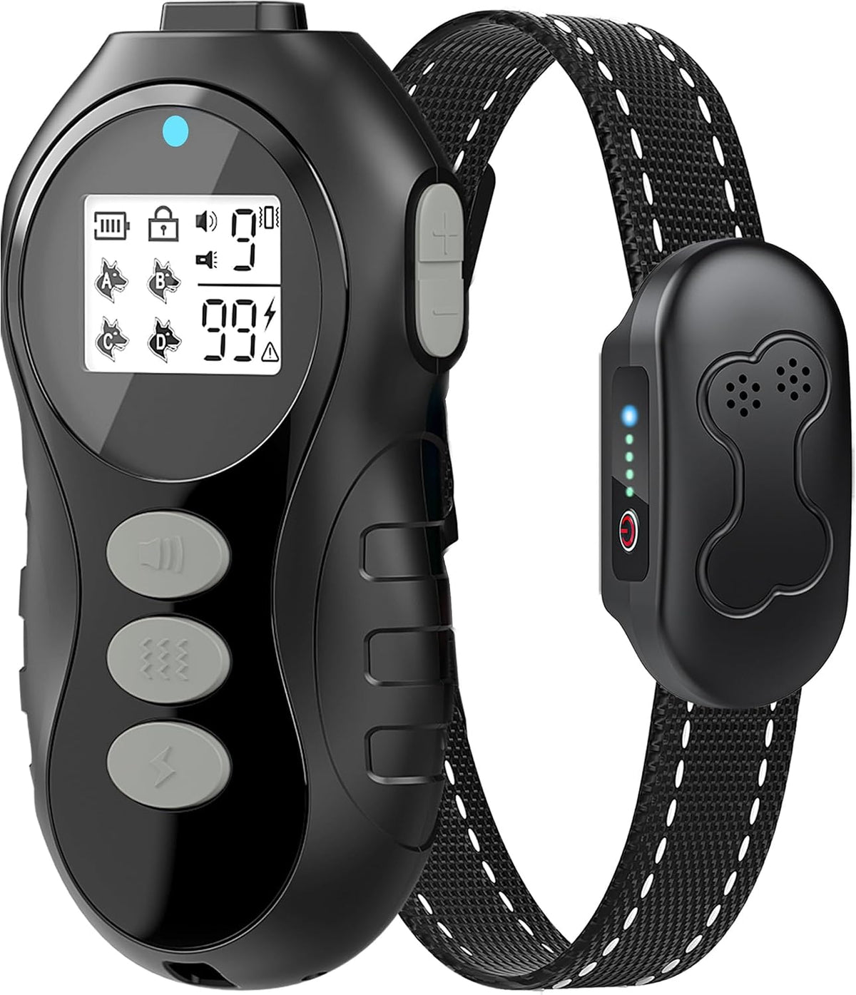 Dog Shock Collar with Remote Control, Waterproof Dog Training Collar, Bk