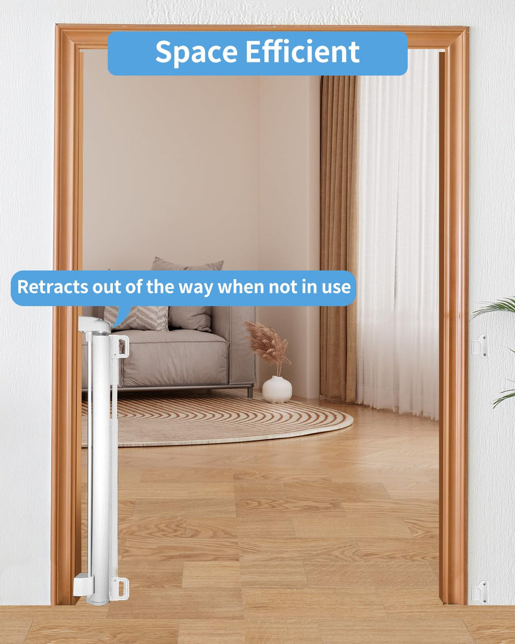Retractable Dog Gate and Baby Gate for Stairs, 33"H x 55"W, Drill Mount