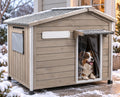 Dog House Outdoor with Reinforced Iron Frame Wooden Kennel