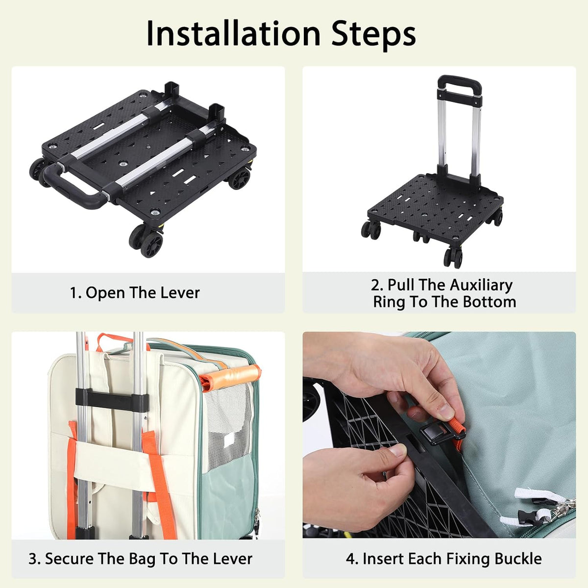 Cat Carrier with Wheels,Foldable Rolling Pets Carrier