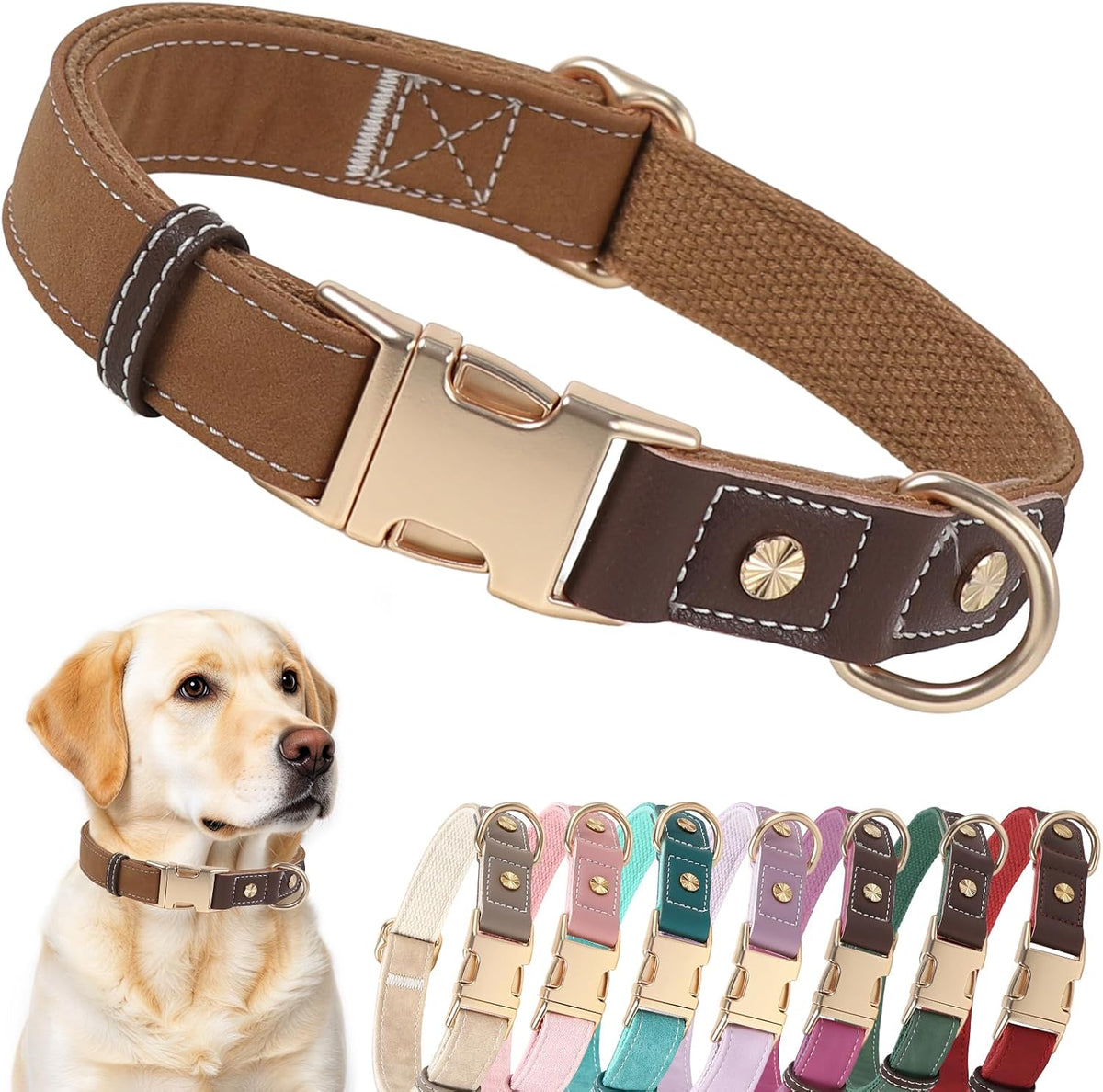 PU Leather Dog Collars for Small Dogs,Classic Adjustable Pink Dog Collars with Quick Release Metal Buckle,Easy Clean and