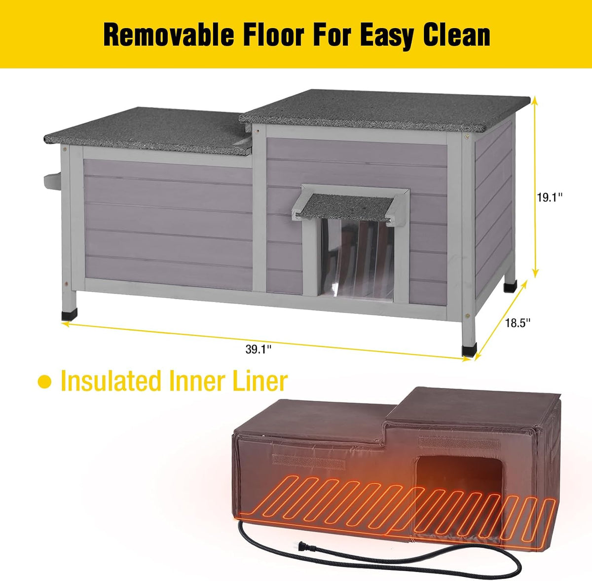 Aivituvin Heated Cat House Outdoor Weatherproof Insulated for Cats