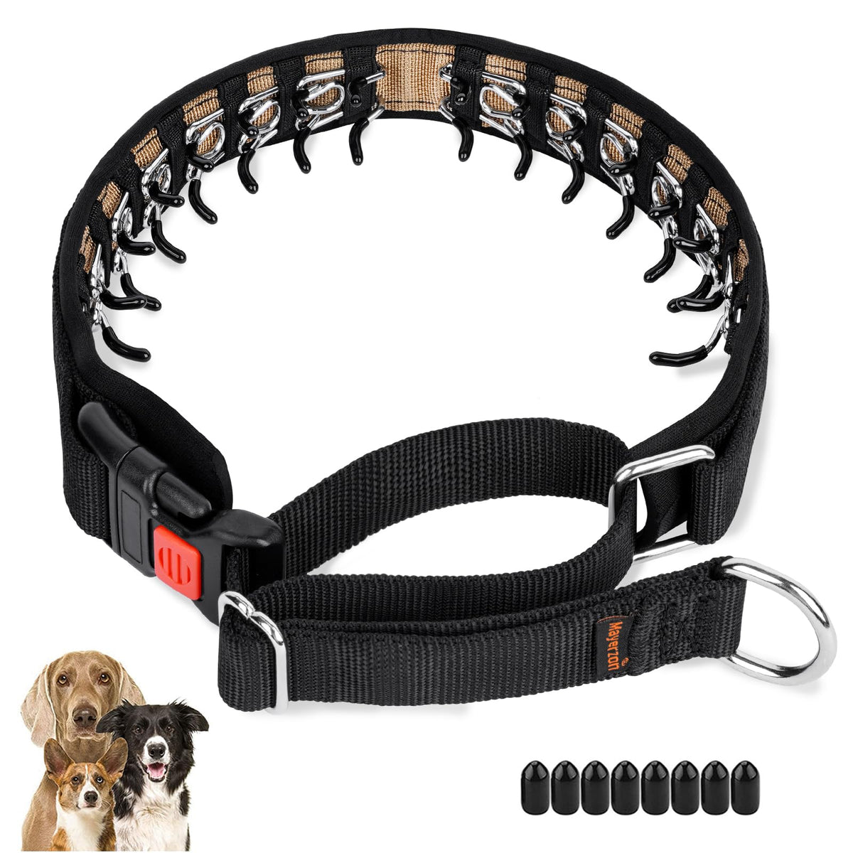 Mayerzon Martingale Dog Collar No Pull, Black, M | Neck Cir 14.5"-18.5"