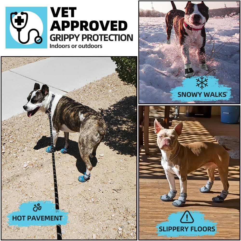 Dog Boots for Large Dogs, Medium Dog Boots & Paw Protectors for Hardwood Floors, Outdoor Dog Booties for Hot Pavement Wi