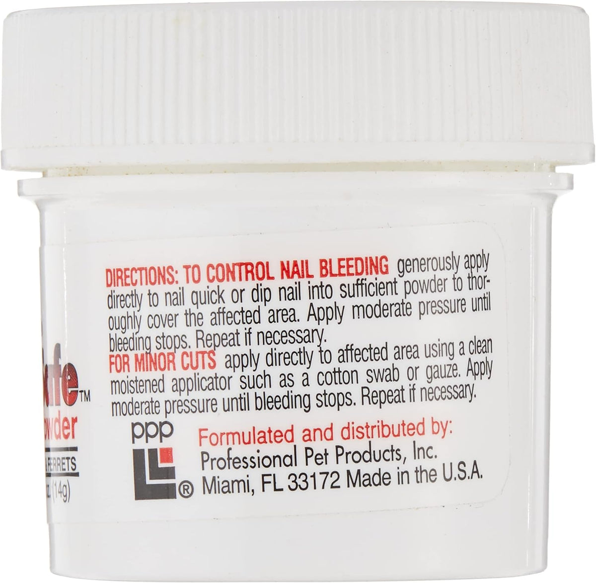 PPP Nail-Safe Styptic Powder for Dogs & Cats - Quickly Stops Bleeding from Nail Clipping - for Groomers and Veterinarian