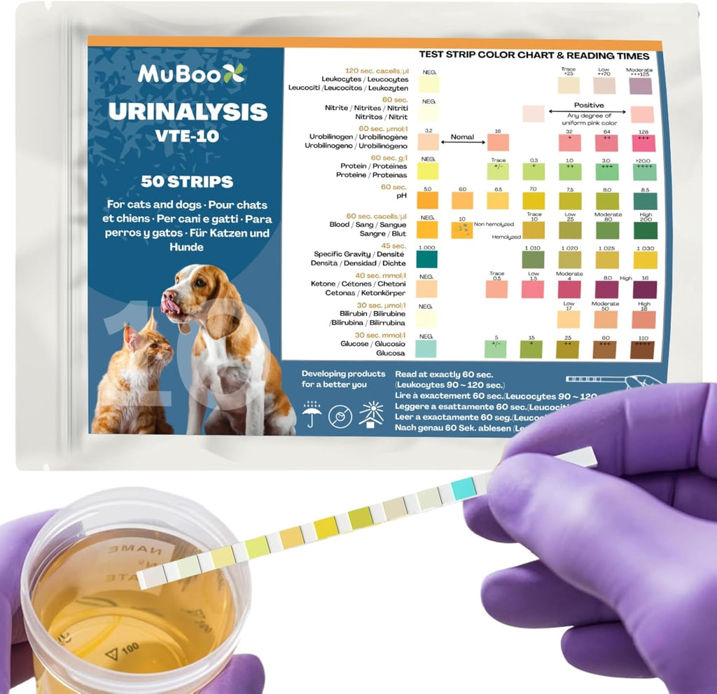 Dog UTI Test Strips for Dogs & Cats, 50 Count 10-in-1 Pet Urinalysis Test Kit, Fast Results Urine Strips for Ketone, Glu