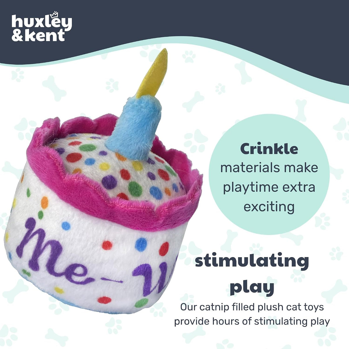 Huxley & Kent Plush Cat Toy - Interactive Catnip Toy for Cats & Kittens - Soft with Crinkle & Catnip - Fun Indoor Play -