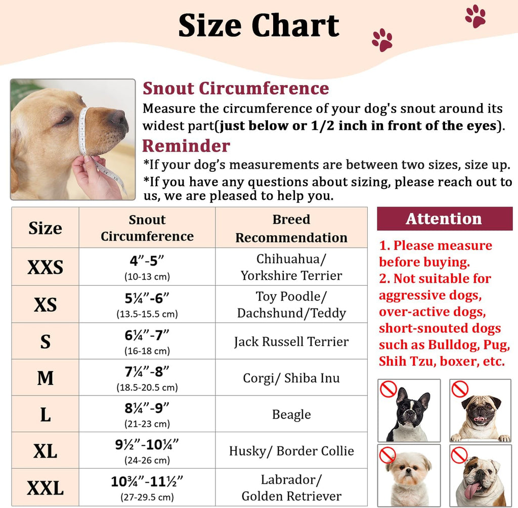 Dog Muzzle, Soft Mesh Muzzles for Small Dogs Biting | Black, XXS