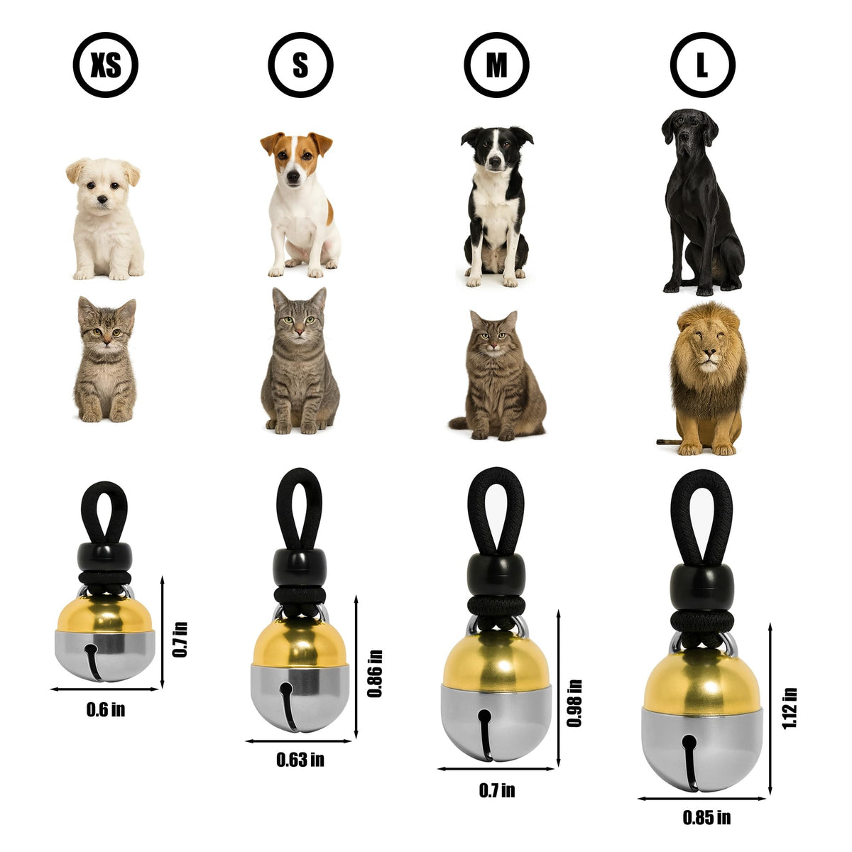 Noble Bells Handmade in USA, Extra Loud Collar Bell for Cat or Dog, Small