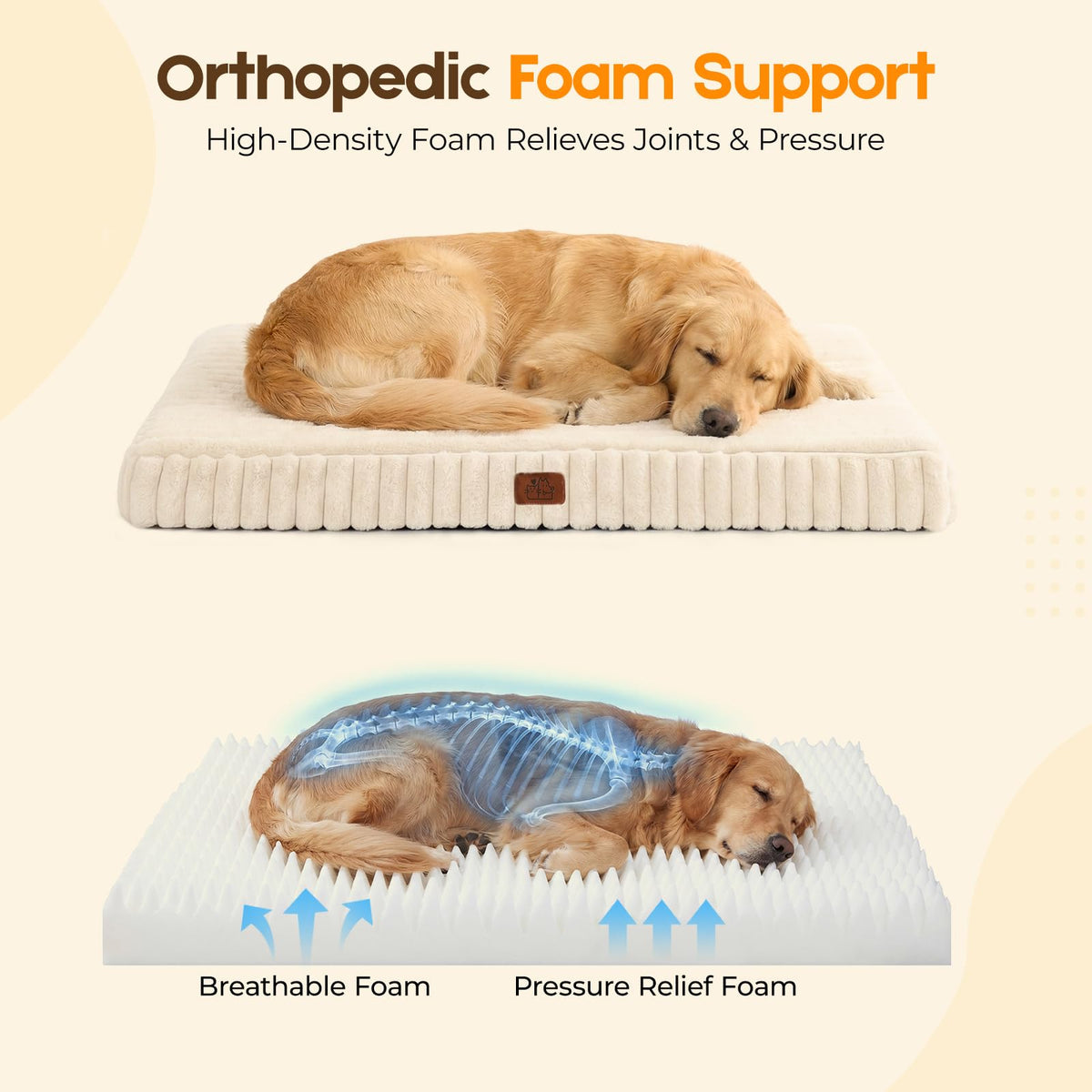 Orthopedic Dog Bed for Large Dog, Waterproof Washable Pet Bed for Crate