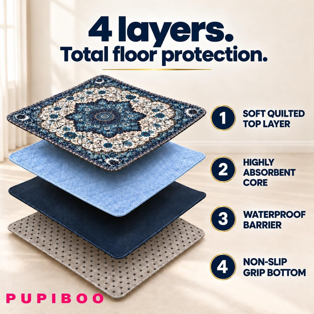 PUPIBOO Washable Pee Pads for Dogs and Cats - Super Absorbent Reusable Puppy Training Pads - 100% Waterproof, Leak-Proof