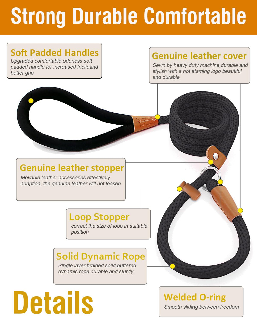 Dog Leash Slip Lead Braided Rope Pet Training Loop Leashes 5ft 6ft 8ft