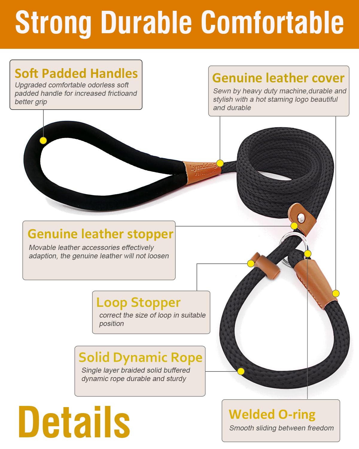 Dog Leash Slip Lead Braided Rope Pet Training Loop Leashes 5ft 6ft 8ft
