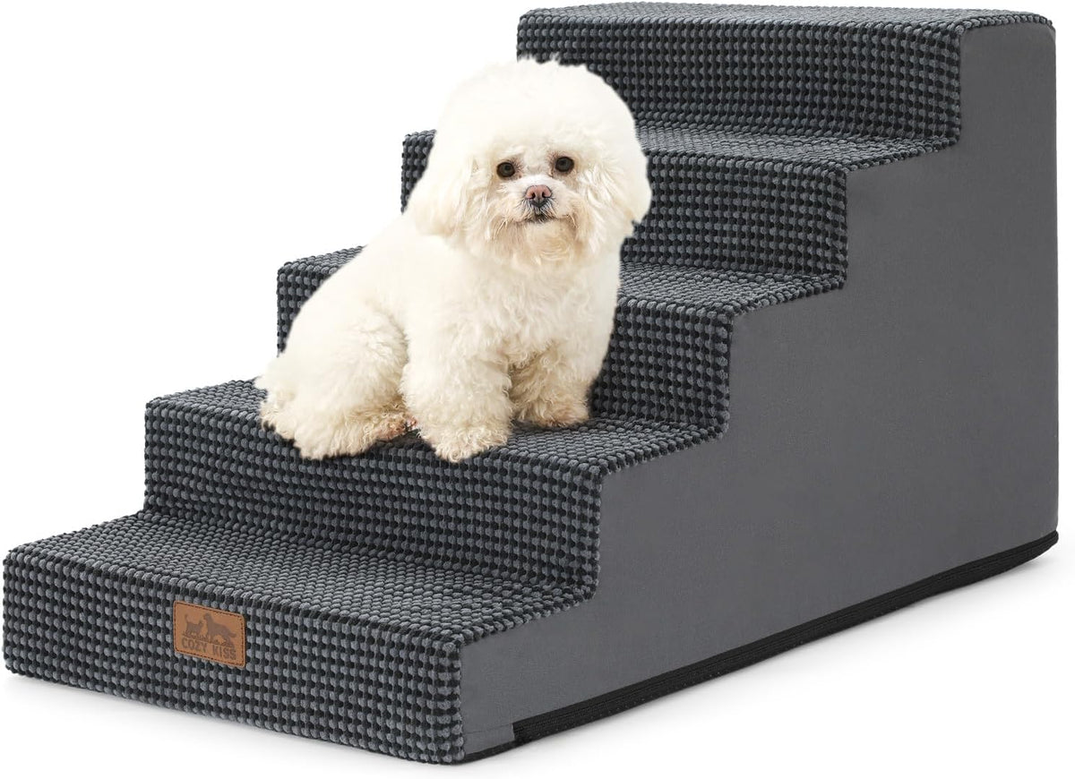 COZY KISS Dog Stairs for Small Dogs, 4 Step Pet Stairs for Beds & Couches