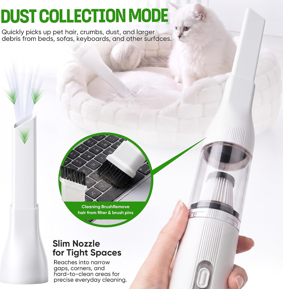 Cat Grooming Vacuum Kit, 5-in-1 Cordless Pet Grooming Vacuum for Cats & Dogs, 6000PA Pet Hair Vacuum, Low-Noise Desheddi