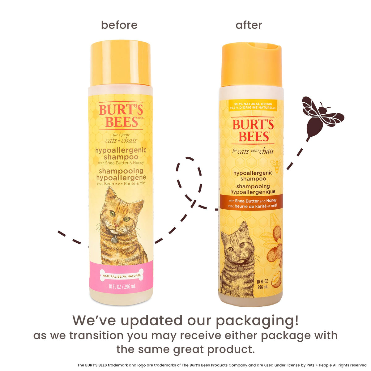 Burt's Bees for Pets Hypoallergenic Cat Shampoo, Shea Butter, 10 Fl Oz