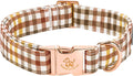 Fall Dog Collar, Autumn Pet Collar Durable Yellow Plaid Dog Collars Male or Female Holiday Pet Gift Adjustable Dog Colla