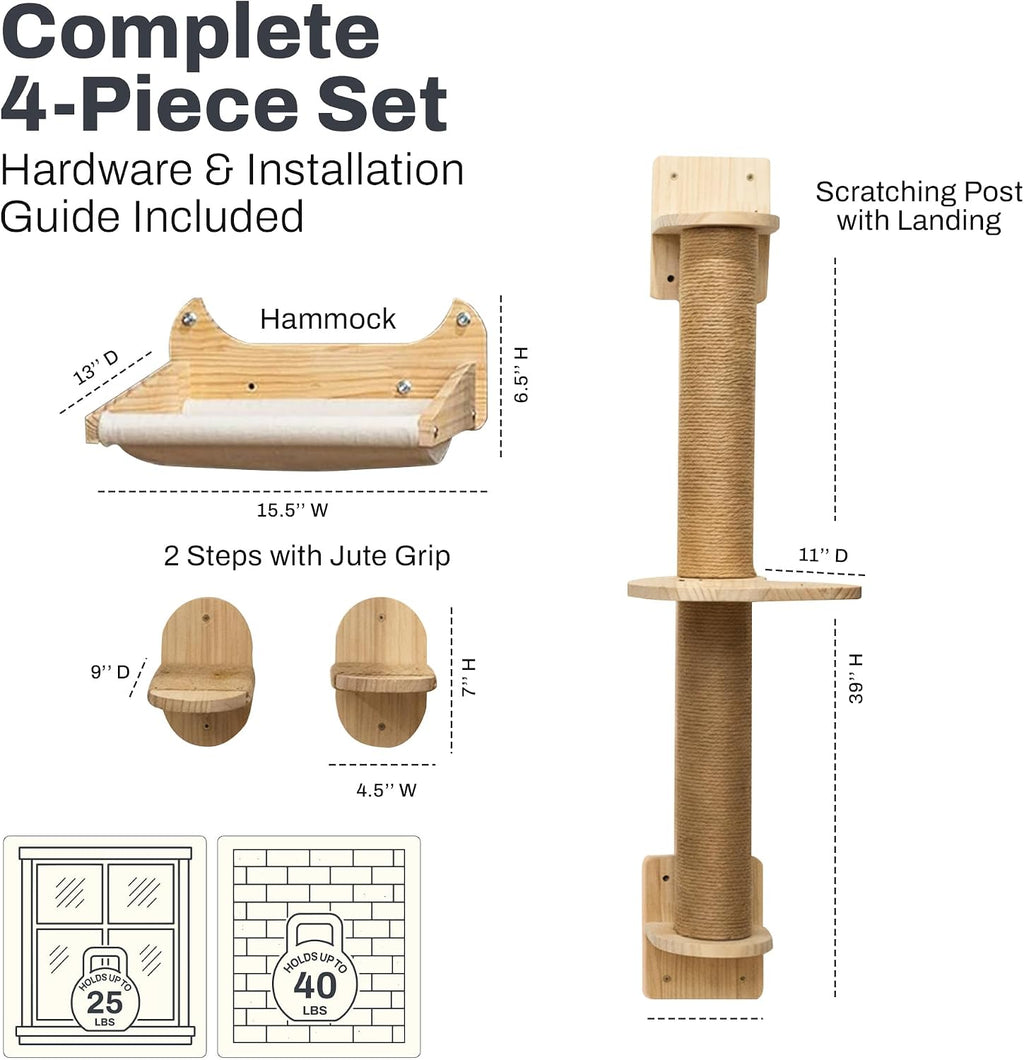 Cat Window Shelf | 4-in-1 Cat Wall Shelves & Scratcher