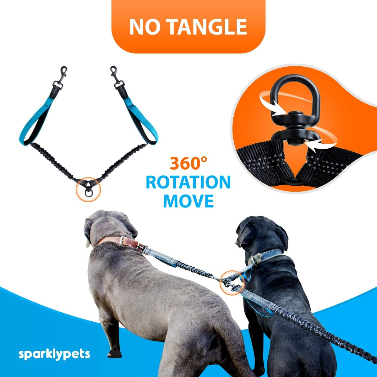 Active Pack Hands Free 2 Dogs Leash Medium & Large, Orange