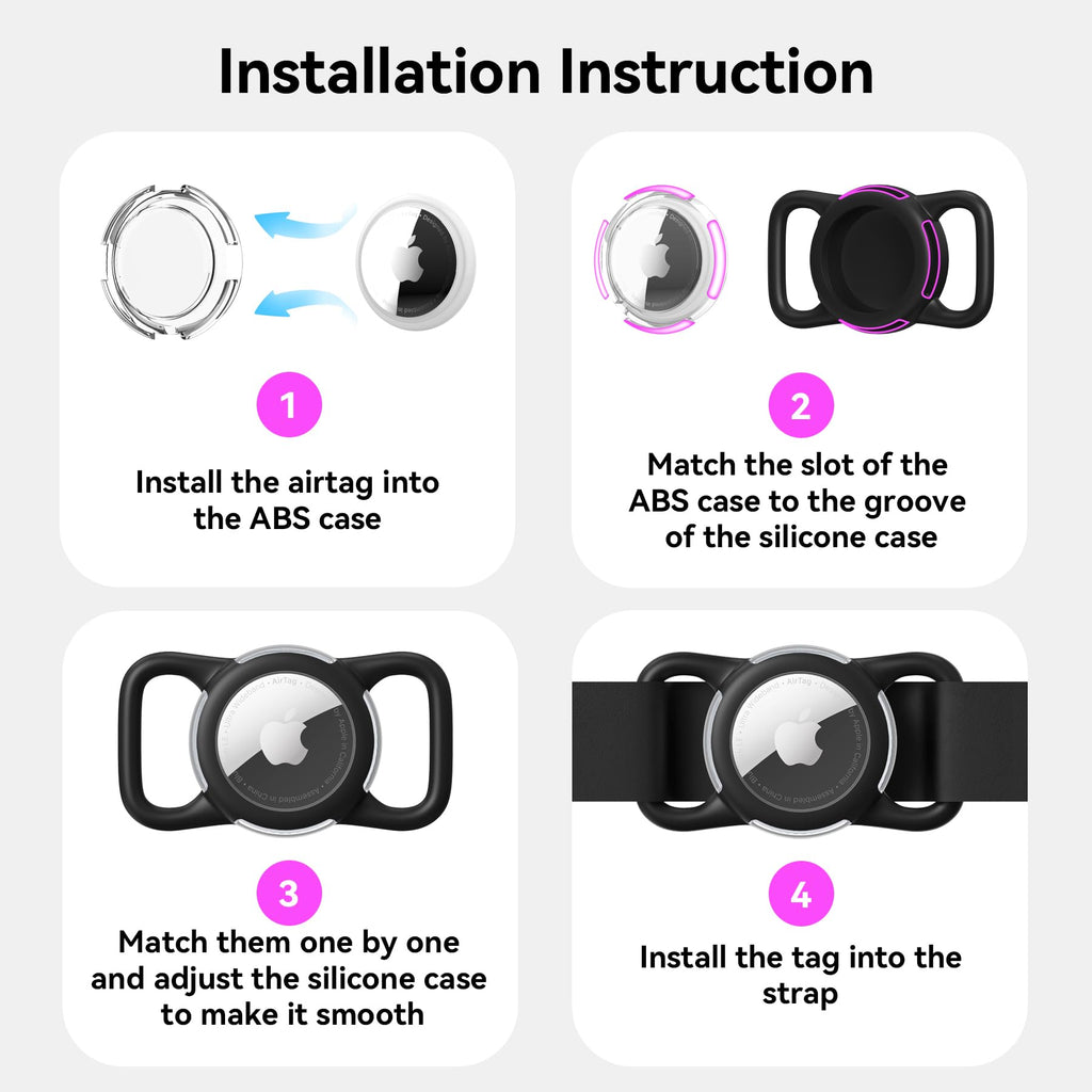 Waterproof AirTag Holder for Dog Collar, Soft Slide-On Dog AirTag Holder