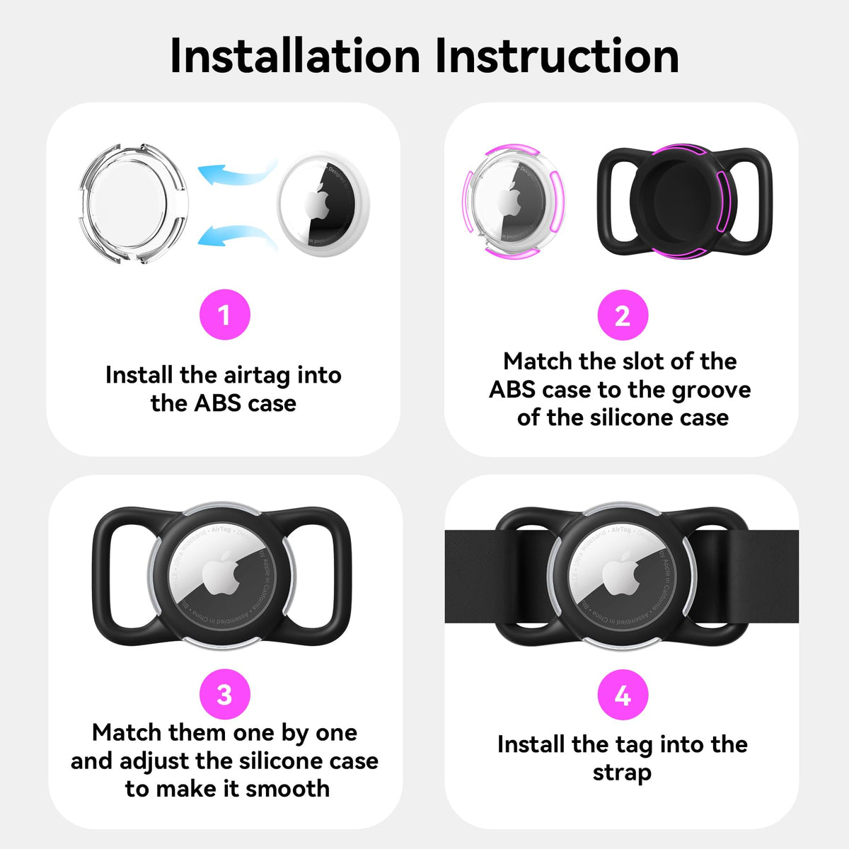 Waterproof AirTag Holder for Dog Collar, Soft Slide-On Dog AirTag Holder