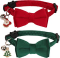 Red Green Christmas Cat Collar Breakaway, Xmas Cat Bow Tie Collar
