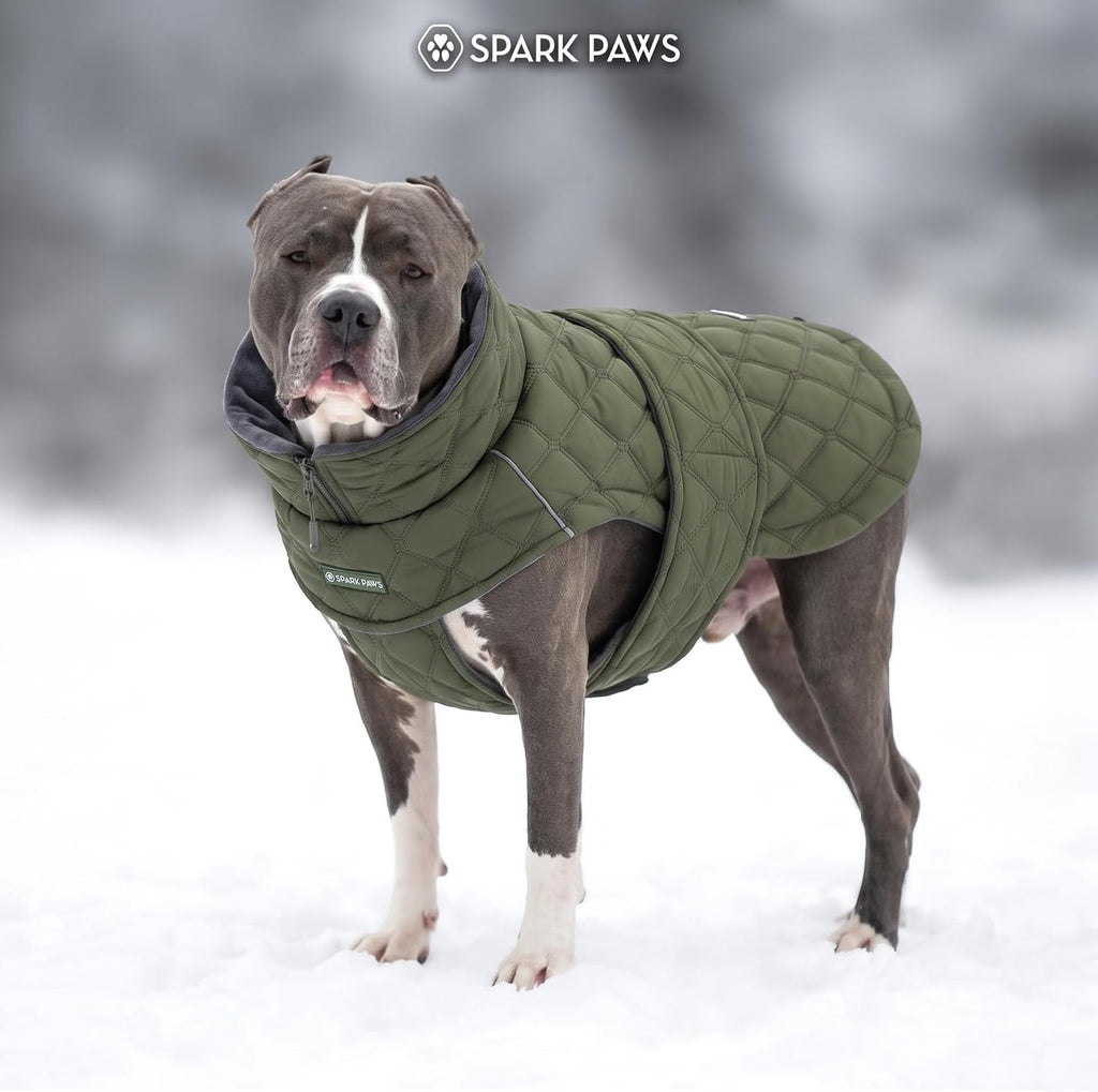 Spark Paws Quilted Dog Winter Coat - Cold Weather Jacket for S Med L Dogs