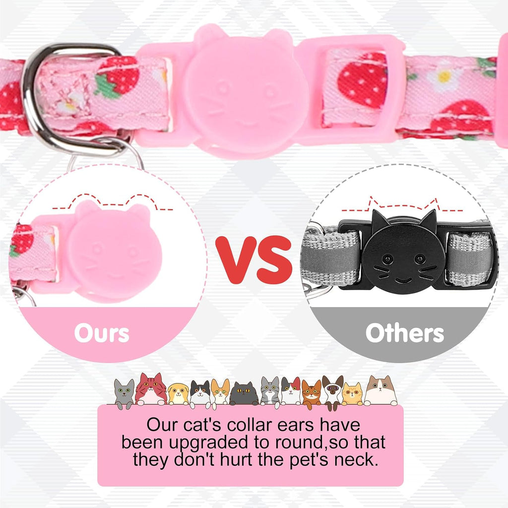 Breakaway Cat Collars with Bell & Cute Pendants - 3 Pack Adjustable Safety Kitten Collars - Decoration for Girl Boy Cats