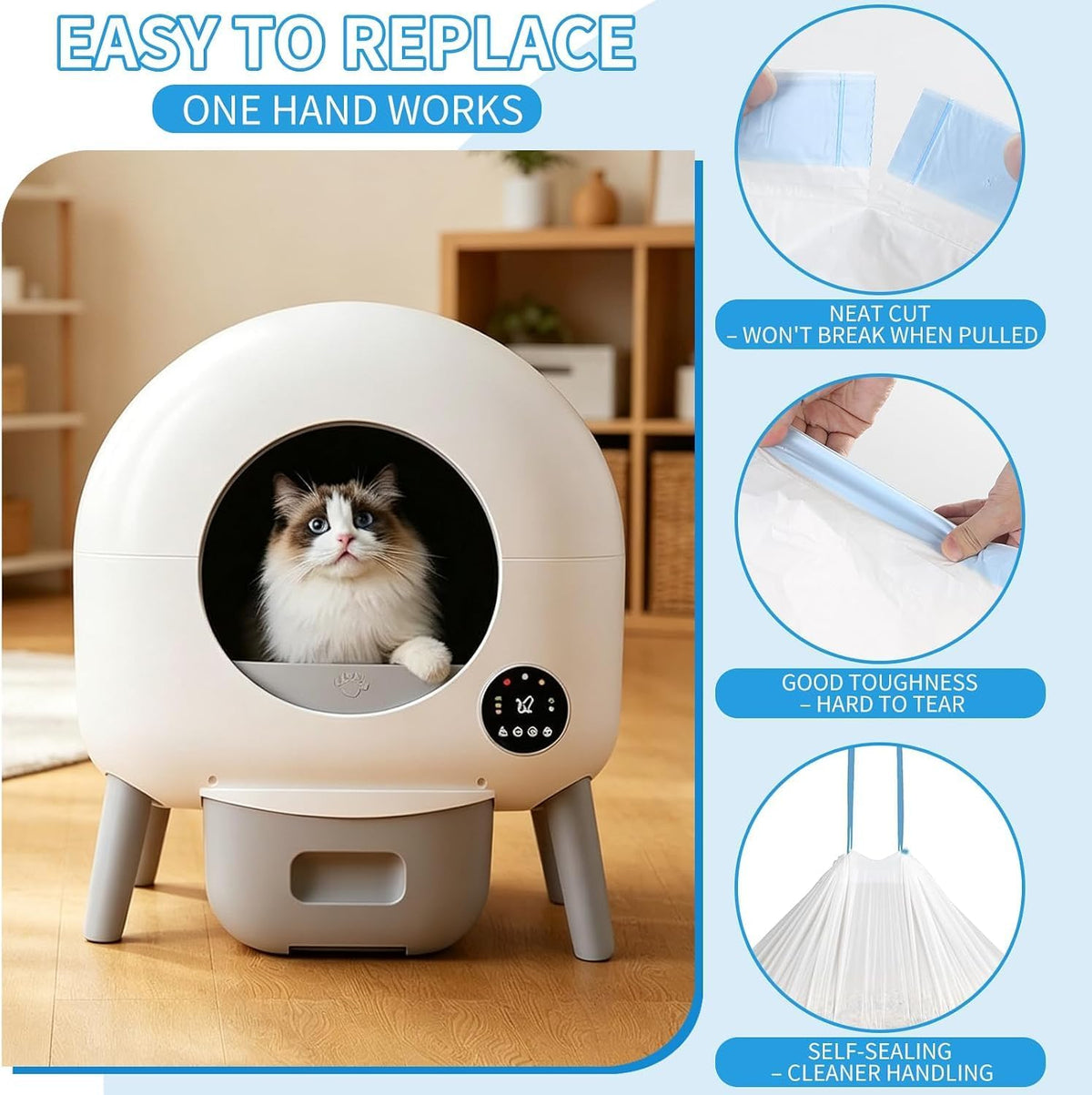 2 Pack Waterproof Pad with 40 liners for Tuya Cumrige and Fumoi Self Cleaning Litter Box, Automatic Cat Litter box liner