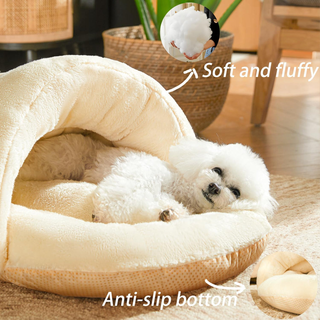 Romaneco Bed for Dog and Cat, Pet Bed, Ultra Soft Cute Plush Slipper Cat Cave Bed, Anti Slip Warm Pet House Nest, Self-W