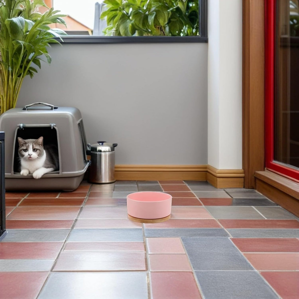 Heated Cat Water Bowl for Kittens, USB Powered 350ml Pink