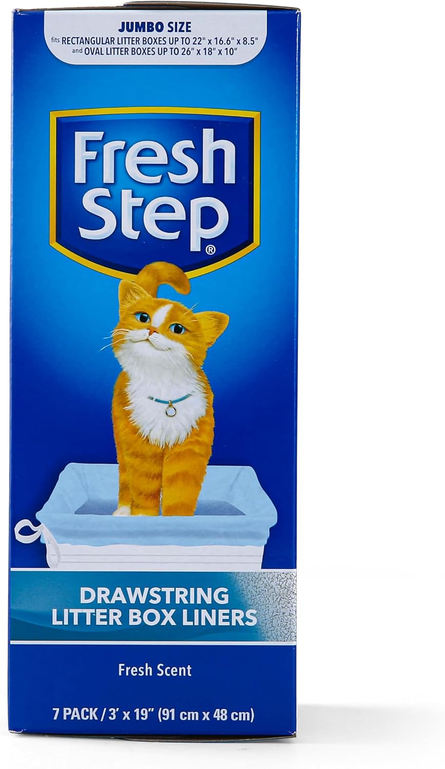 Fresh Step Drawstring Cat Litter Liners, Scented, 3 ft x 19 in, 7 Ct, 2-Pk