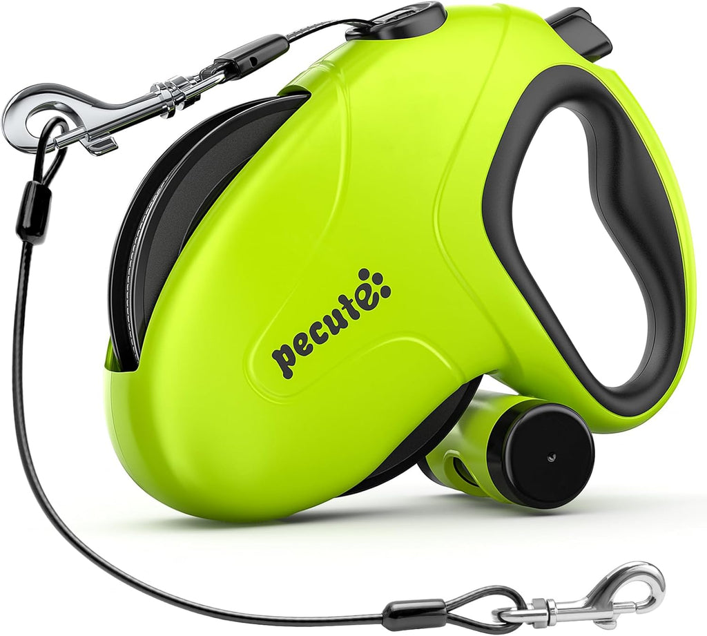 Pecute 32ft Retractable Dog Leash with Reflective Strips, 360° Tangle-Free, One-Button Control & Sturdiness Nylon Materi