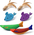 6 Pack Interactive Cat Toy - Crochet Mouse and Catnip Fish Set