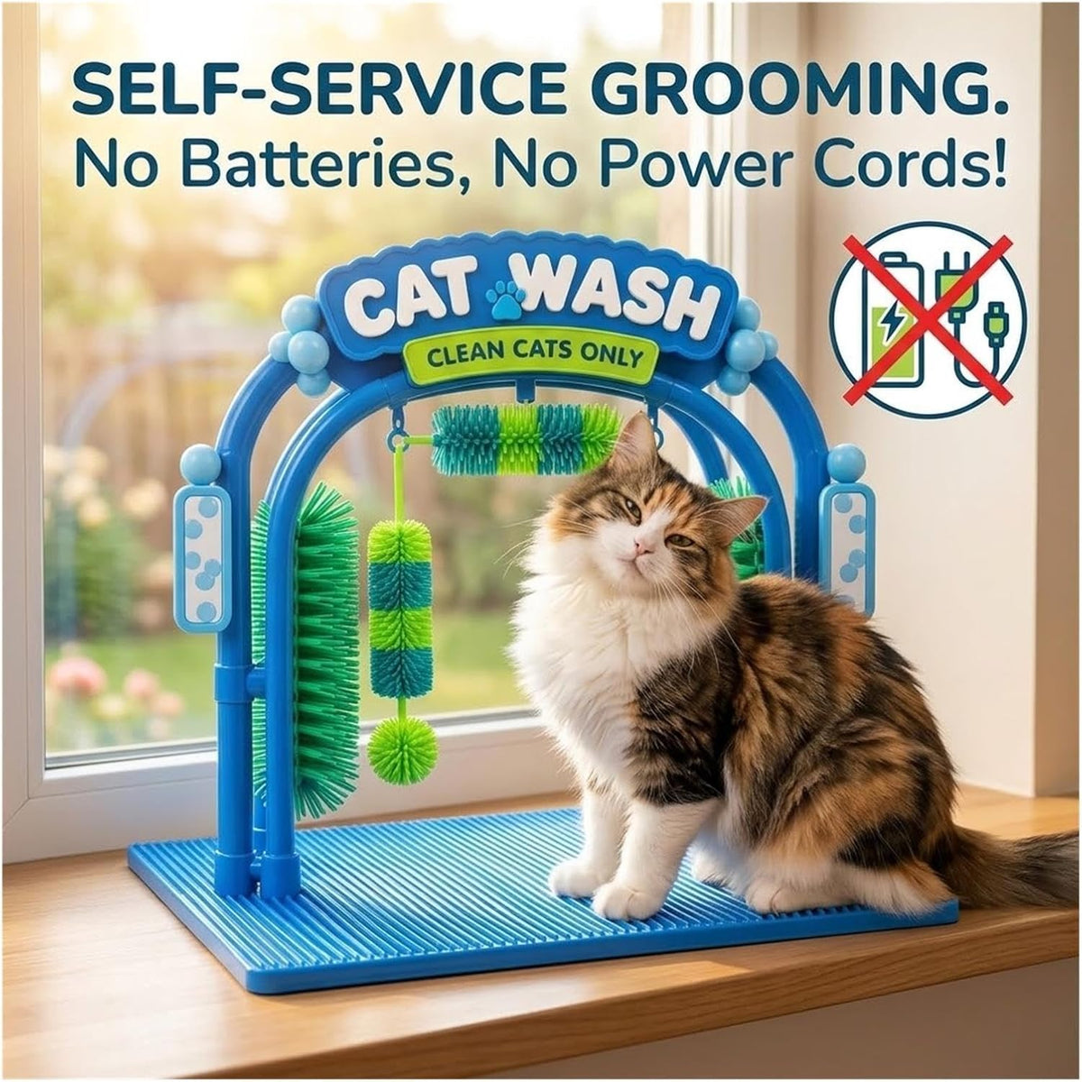 The Cat Wash Grooming Station,Self-Grooming Cat Toy,Car Wash Grooming Arch