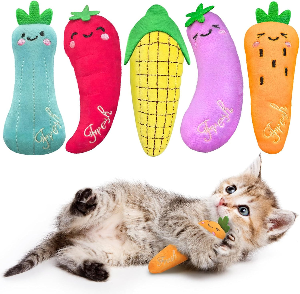 5Pcs Catnip Cat Toys for Indoor Cats Kitten, Cute Vegetable Shape